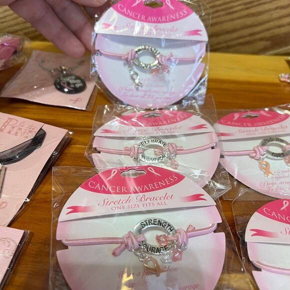 Cancer Awareness Pink Ribbon Jewelry Bracelets Watch Necklace Survivor NEW - Picture 8 of 9